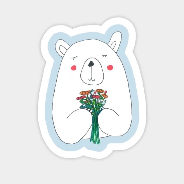 Polar Bear With Flowers Sticker by DoodlesAndStuff